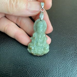 NEW Kwan Yin Quan Yin Carved Buddha Natural Real Religious Jade Pendant